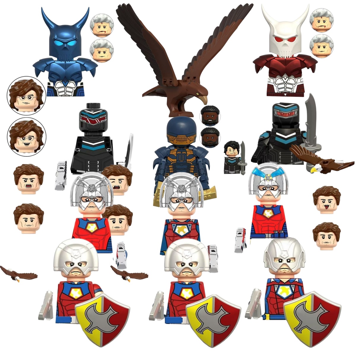 Lego Minifigure Holder - 수어사이드스쿼드 피스메이커 블루 드래곤 화이트 드래곤